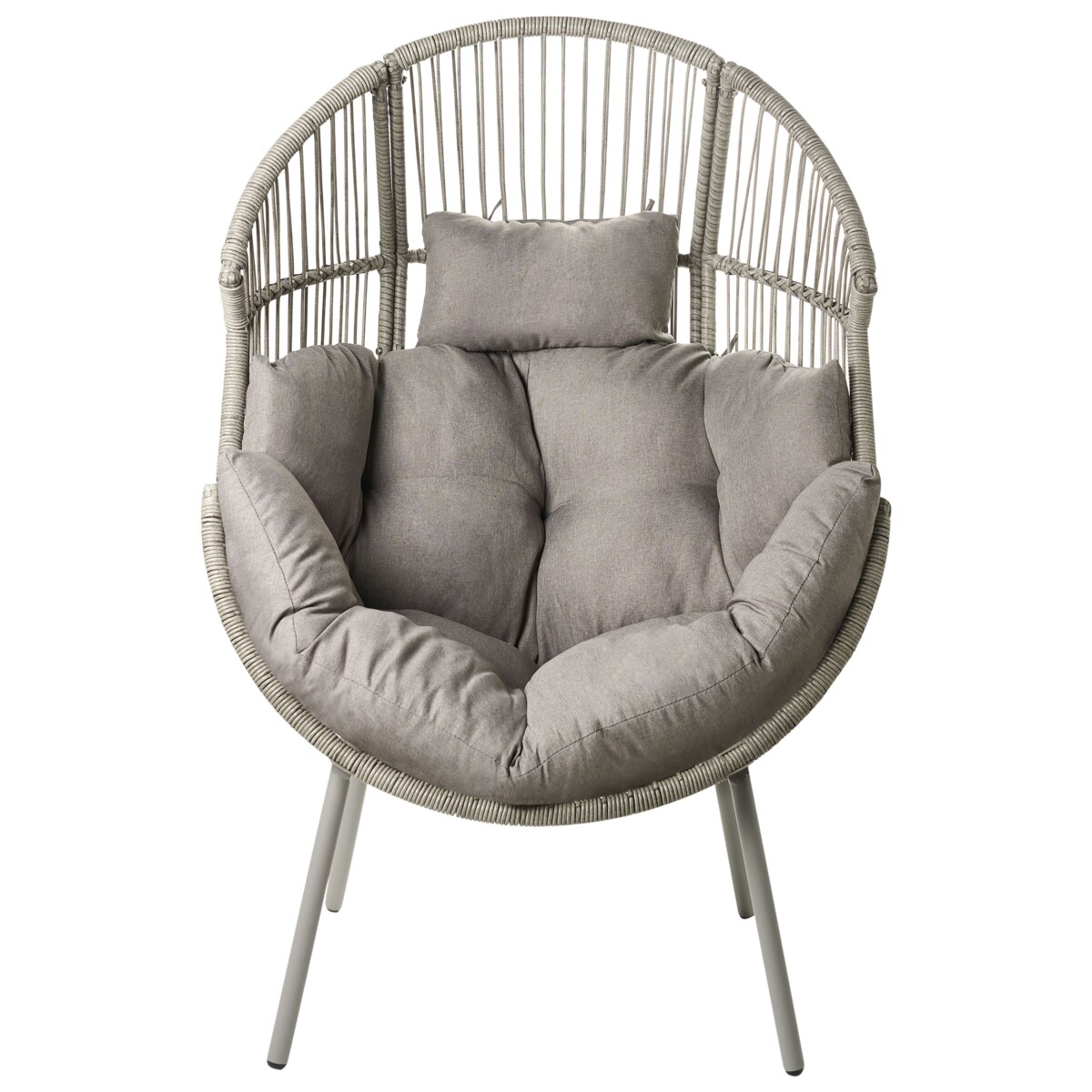 Fotel ogrodowy technorattan z podnóżkiem szary MURANO