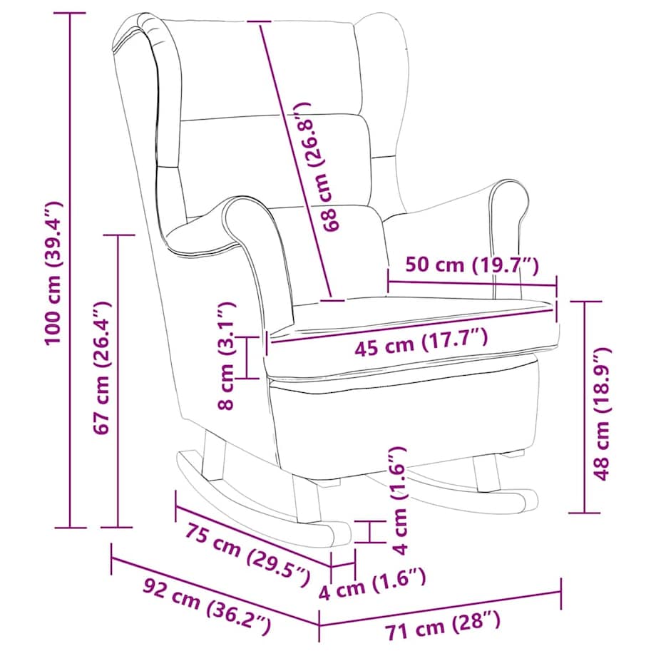 vidaXL Fotel bujany z uszak, bordowy aksamit i lite drewno