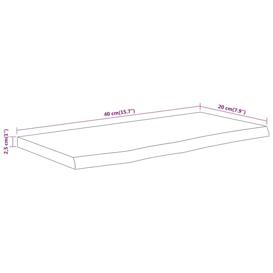 vidaXL Półka ścienna, 40x20x2,5 cm, drewno akacjowe, naturalna krawędź