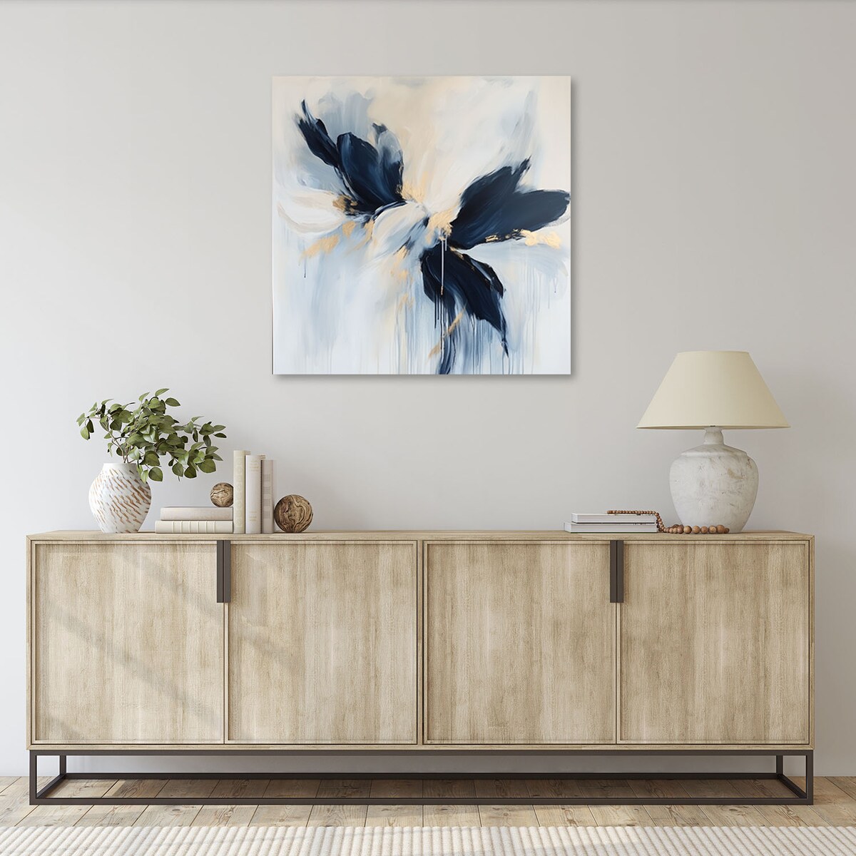 Feeby Obraz do salonu, Nowoczesna Abstrakcja niebieski złoty 50x50