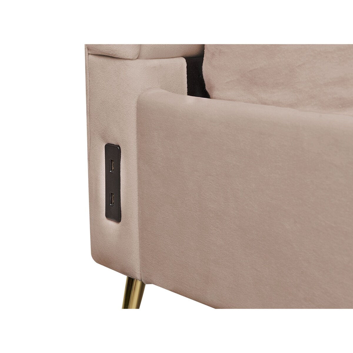 Łóżko welurowe 180 x 200 cm z portem USB beżowoszare MIRIBEL