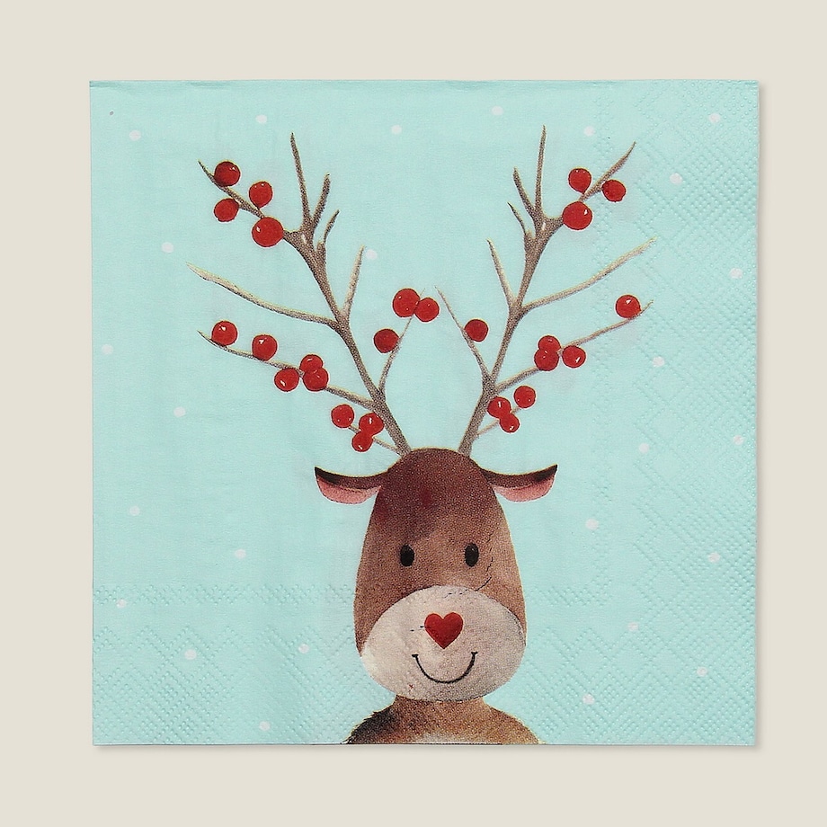 Serwetki świąteczne Reindeer Dots 20 szt. boże narodzenie, święta, świąteczne, miętowy, 16x16x3 cm