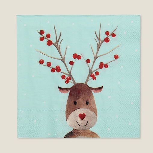 Serwetki świąteczne Reindeer Dots 20 szt. boże narodzenie, święta, świąteczne, miętowy, 16x16x3 cm