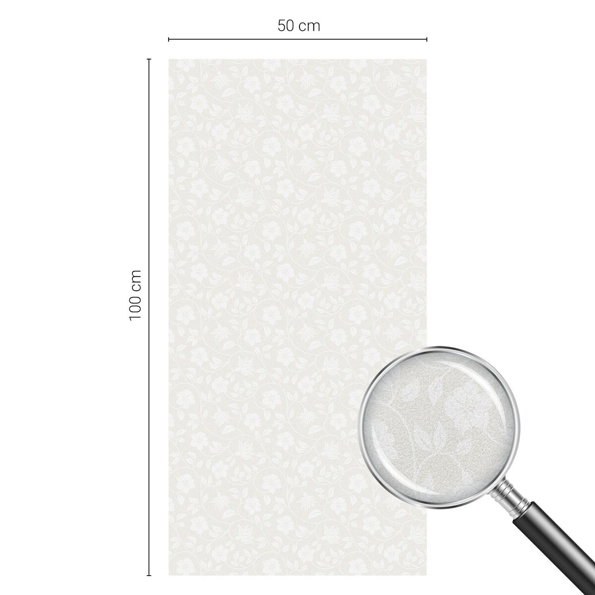 Okleina okienna dekoracyjna - Delikatne wzory kwiatowe klasyczna elegancja - 50x100 cm