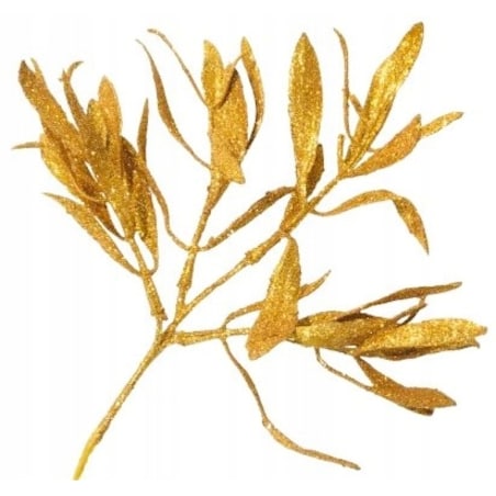 LIŚĆ brokatowy złoty GAŁĄZKA do dekorowania stroika święta choinka listki