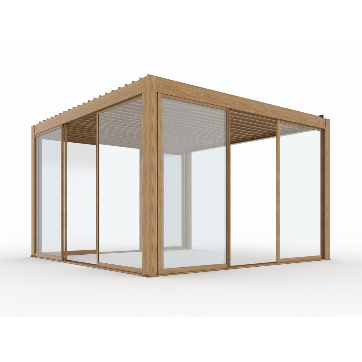 Pergola ogrodowa elektryczna 3x4m LED w kolorze drewna