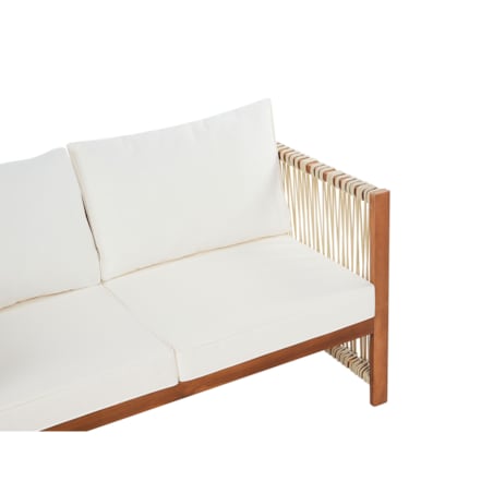 Zestaw ogrodowy 4-osobowy drewniany z plecionką beżową ANTRIA