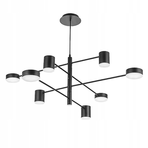 Lampa Sufitowa Nowoczesna Czarna 8-Ramienna Led