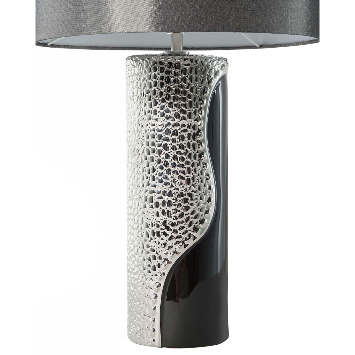 Lampka nocna porcelanowa czarno-srebrna AIKEN