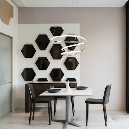 Lampa Sufitowa Wisząca Led G080-1Cp Złoty, Metal, Tworzywo Sztuczne