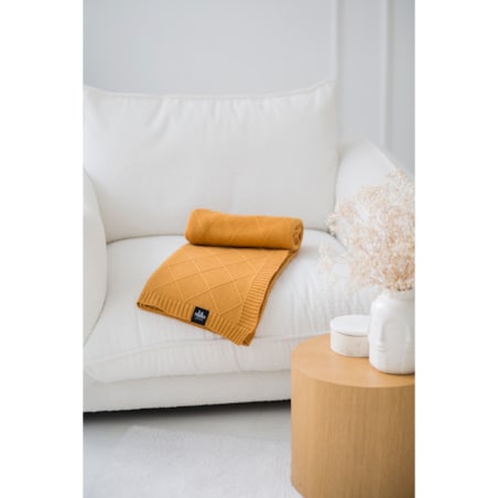 Pled romby musztardowy, 130 x 160 cm, La Manta