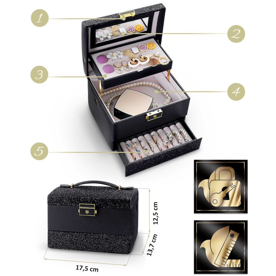 Szkatułka na biżuterię skrzynka pudełko kuferek Massido