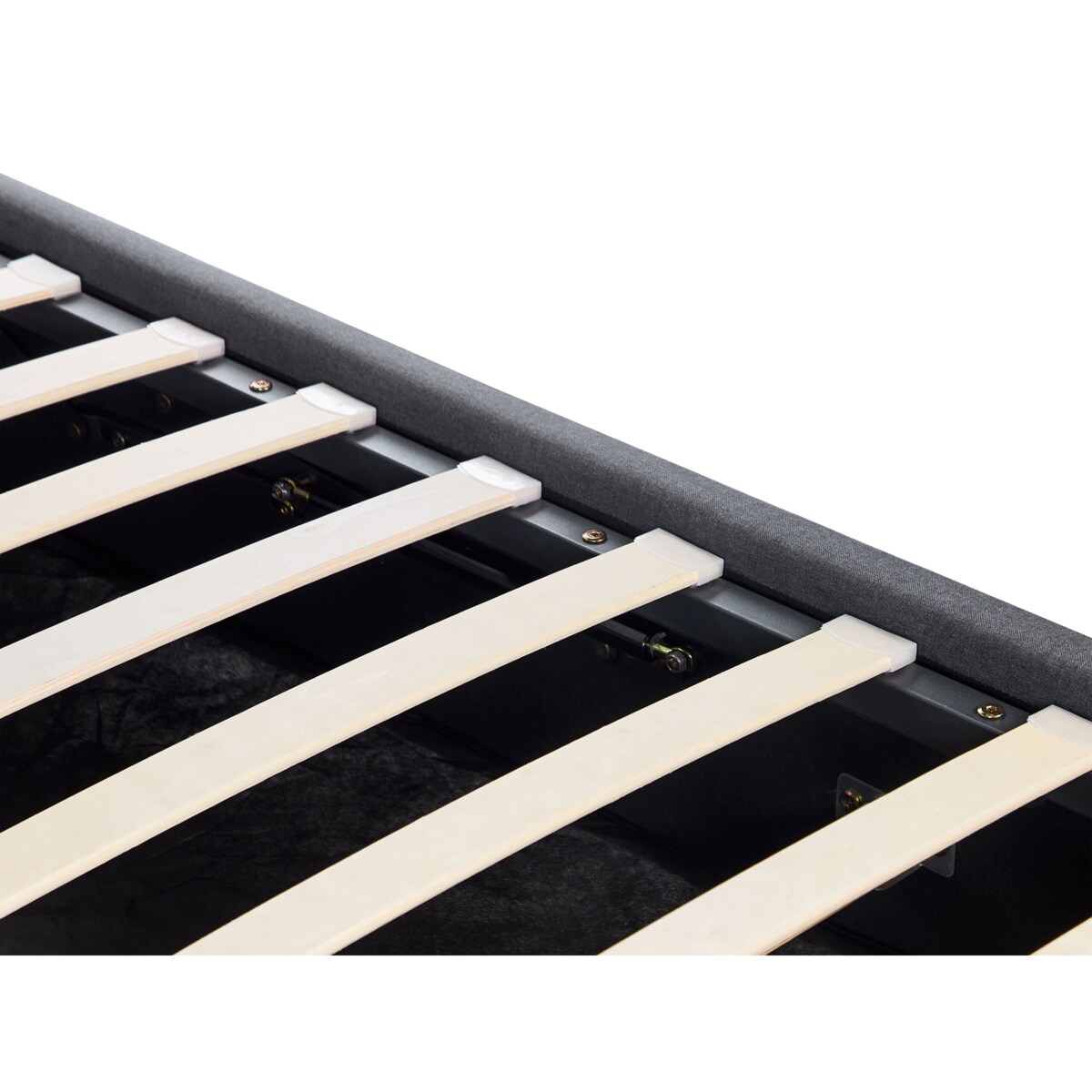 Łóżko z pojemnikiem tapicerowane 140 x 200 cm ciemnoszare RENNES