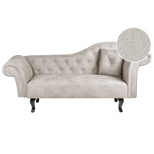 Szezlong welurowy prawostronny beżowoszary LATTES II