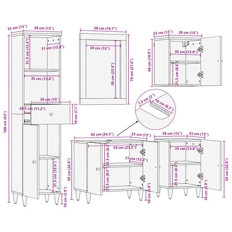 vidaXL 5-cz. zestaw mebli łazienkowych, lite drewno mango