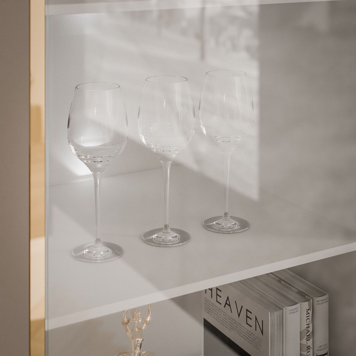 Witryna AURORA z oświetleniem LED biały połysk nogi skośne