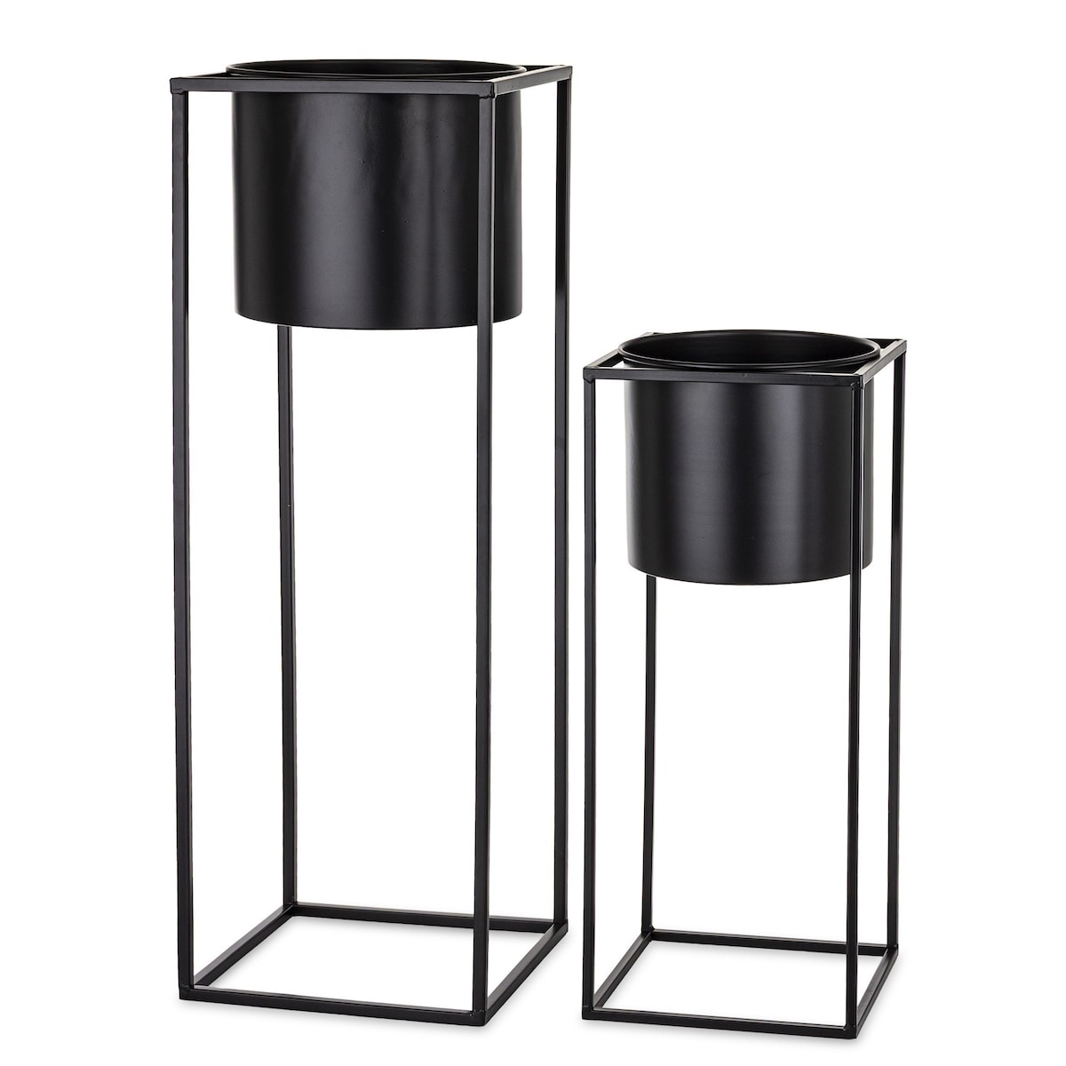 Kwietnik z osłonką 2 szt. 69xØ24 cm i 49xØ20,5 cm REED czarny