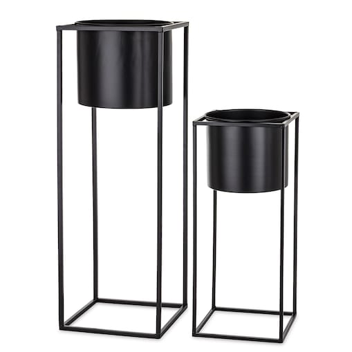 Kwietnik z osłonką 2 szt. 69xØ24 cm i 49xØ20,5 cm REED czarny