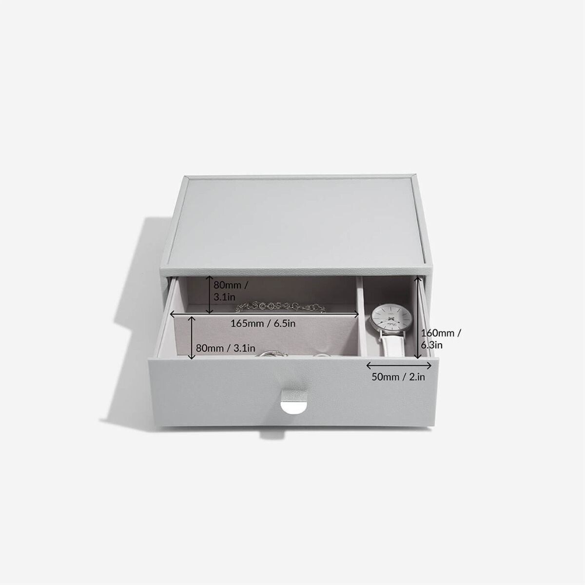 Szkatułka na biżuterię Stackers classic kamienna szarość z szufladą