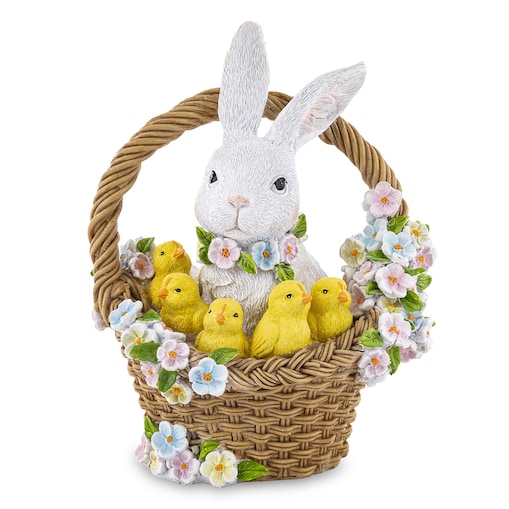 Figurka - króliczek w wielkanocnym koszyczku 25x19x13 cm