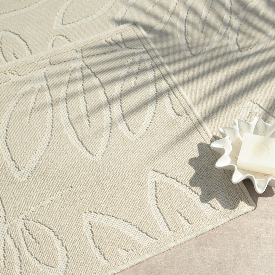 Dywanik łazienkowy Lino 60x90 cm bawełniany roślinny beżowy