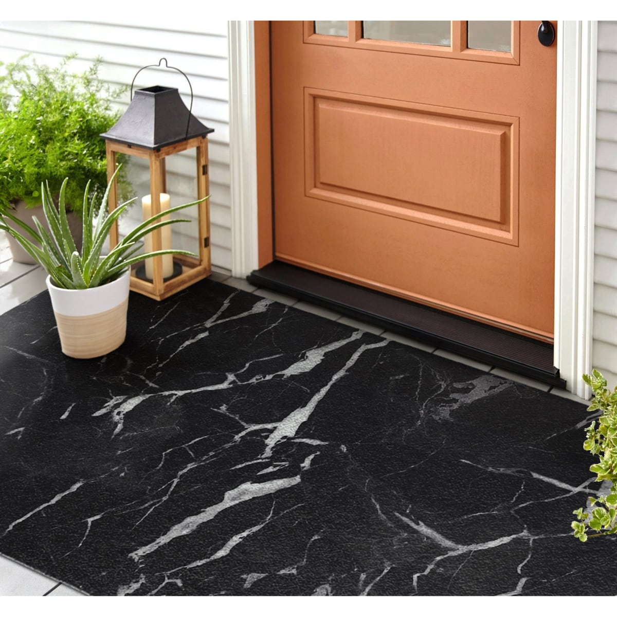 Wycieraczka zewnętrzna XXL Czarno-biały marmur 150x100cm