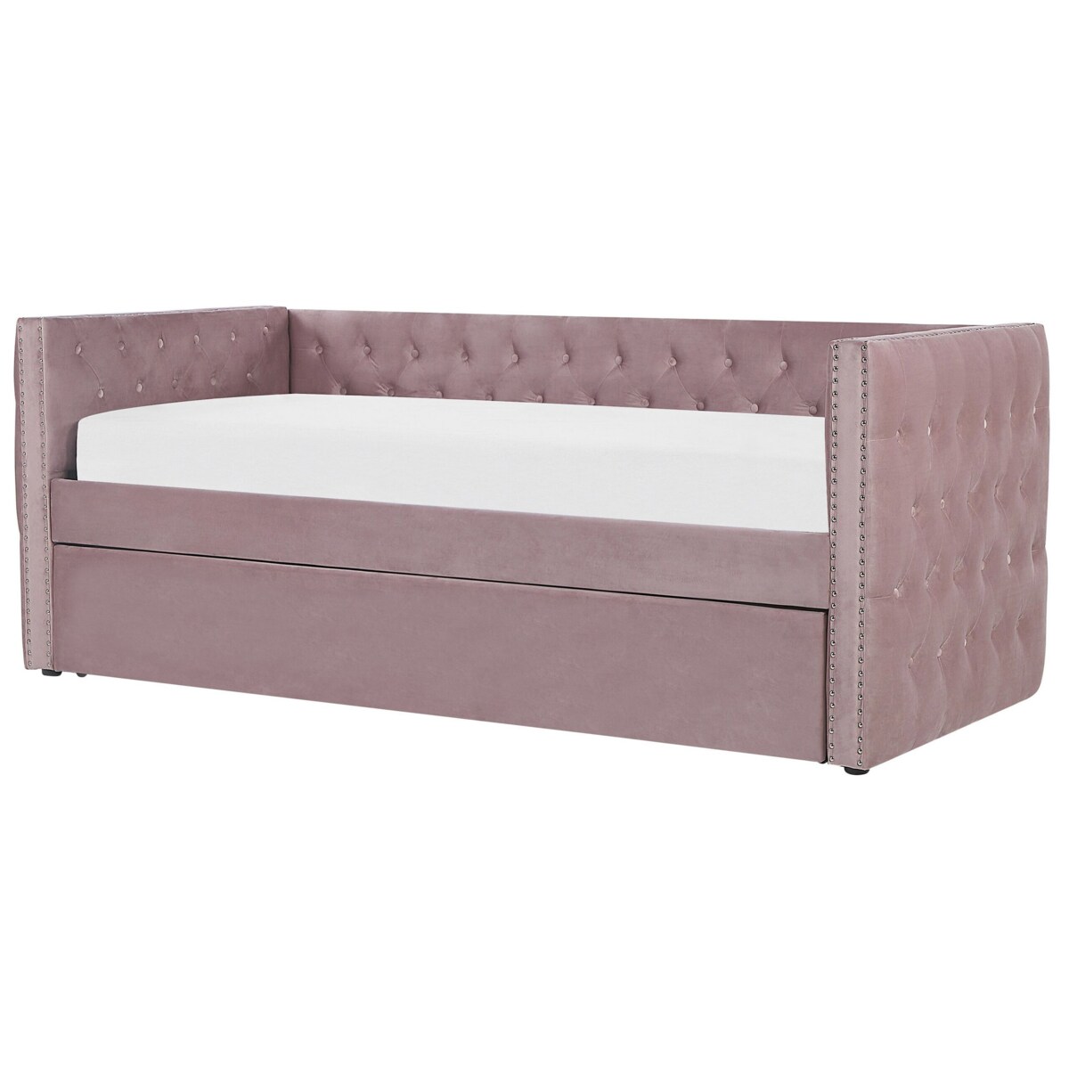 Łóżko wysuwane welurowe 90 x 200 cm różowe GASSIN