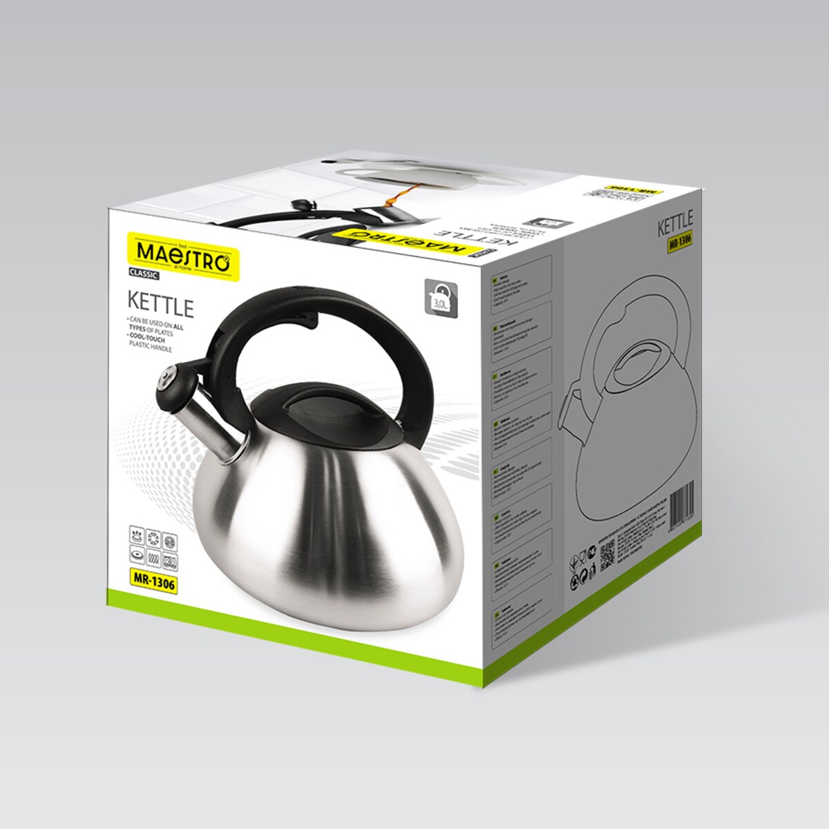 Czajnik stalowy z gwizdkiem na gaz indukcję 3.0L MAESTRO MR-1306