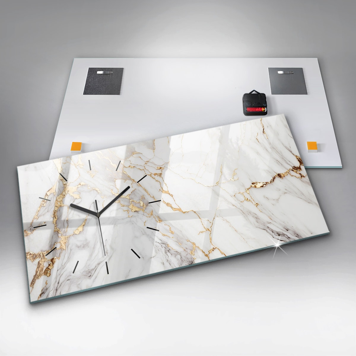 Zegar ścienny Marmur Biało-Złoty, 60x30 cm
