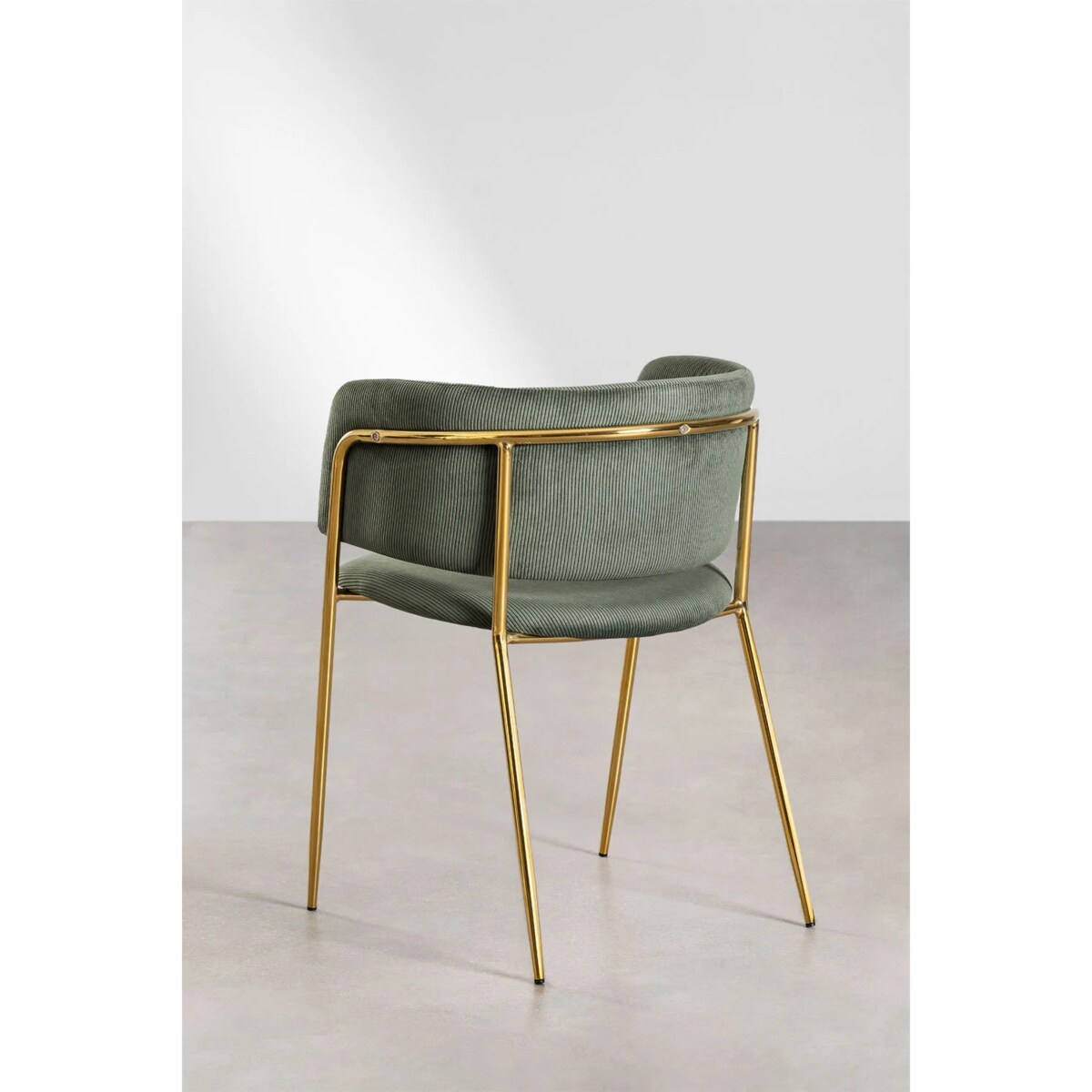 Krzesło sztruksowe, awokado złota podstawa Delta