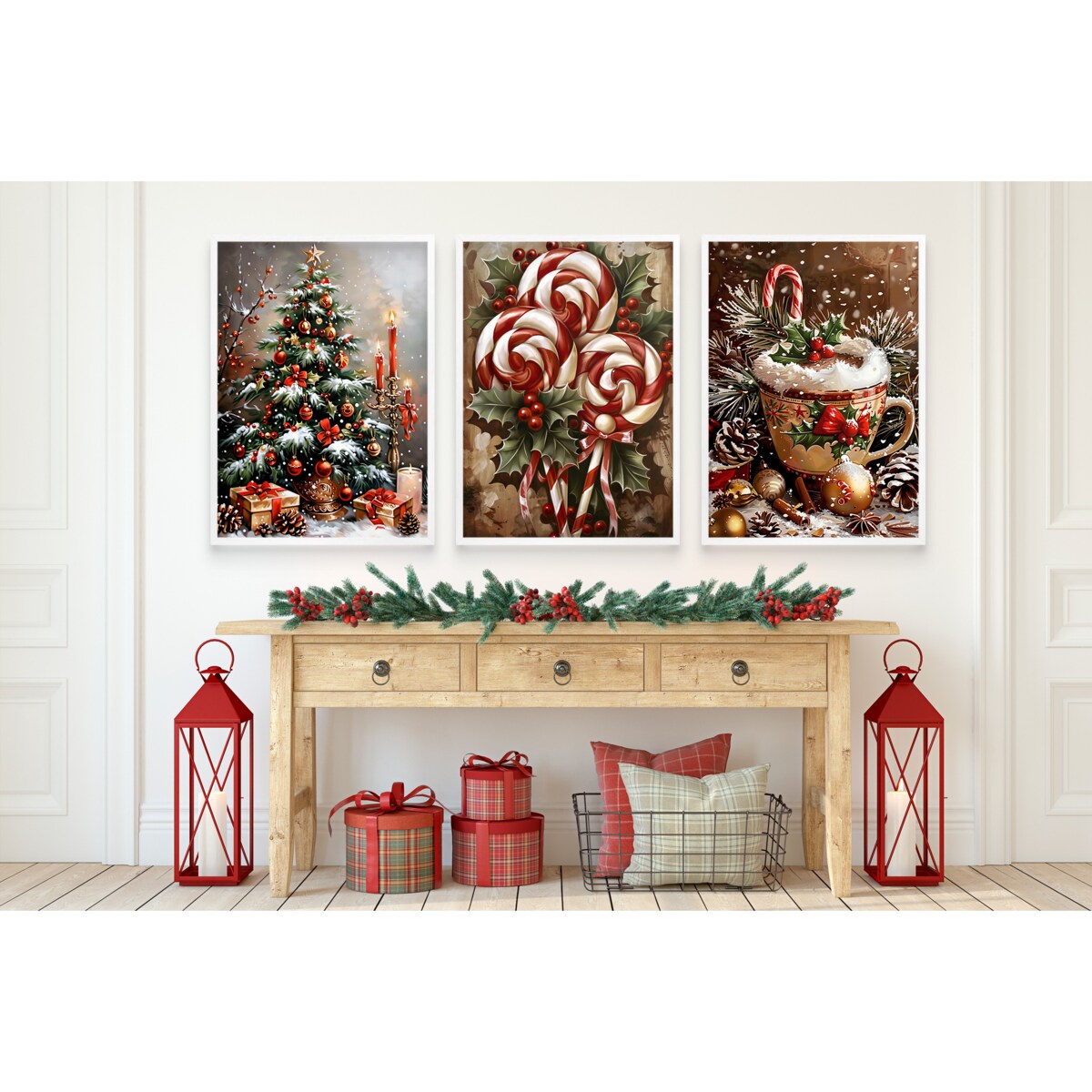 Świąteczne Plakaty w ramkach Obrazy na Święta do sypialni salonu Choinka