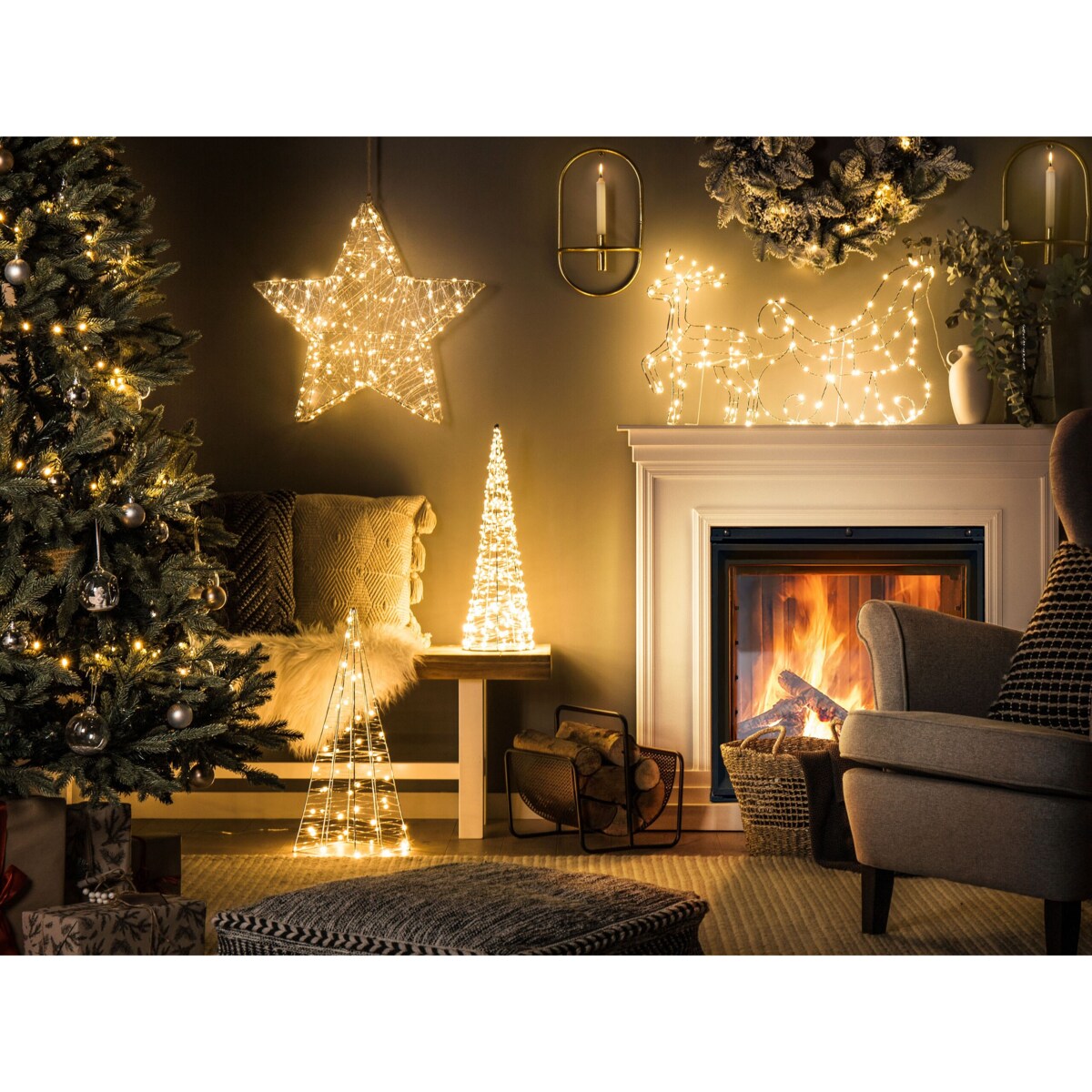 Dekoracja ogrodowa LED SAIJA Renifer 46 cm Srebrny