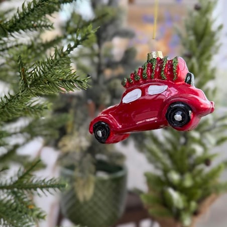 VILLA ITALIA Bombka AUTO czerwone 10 cm