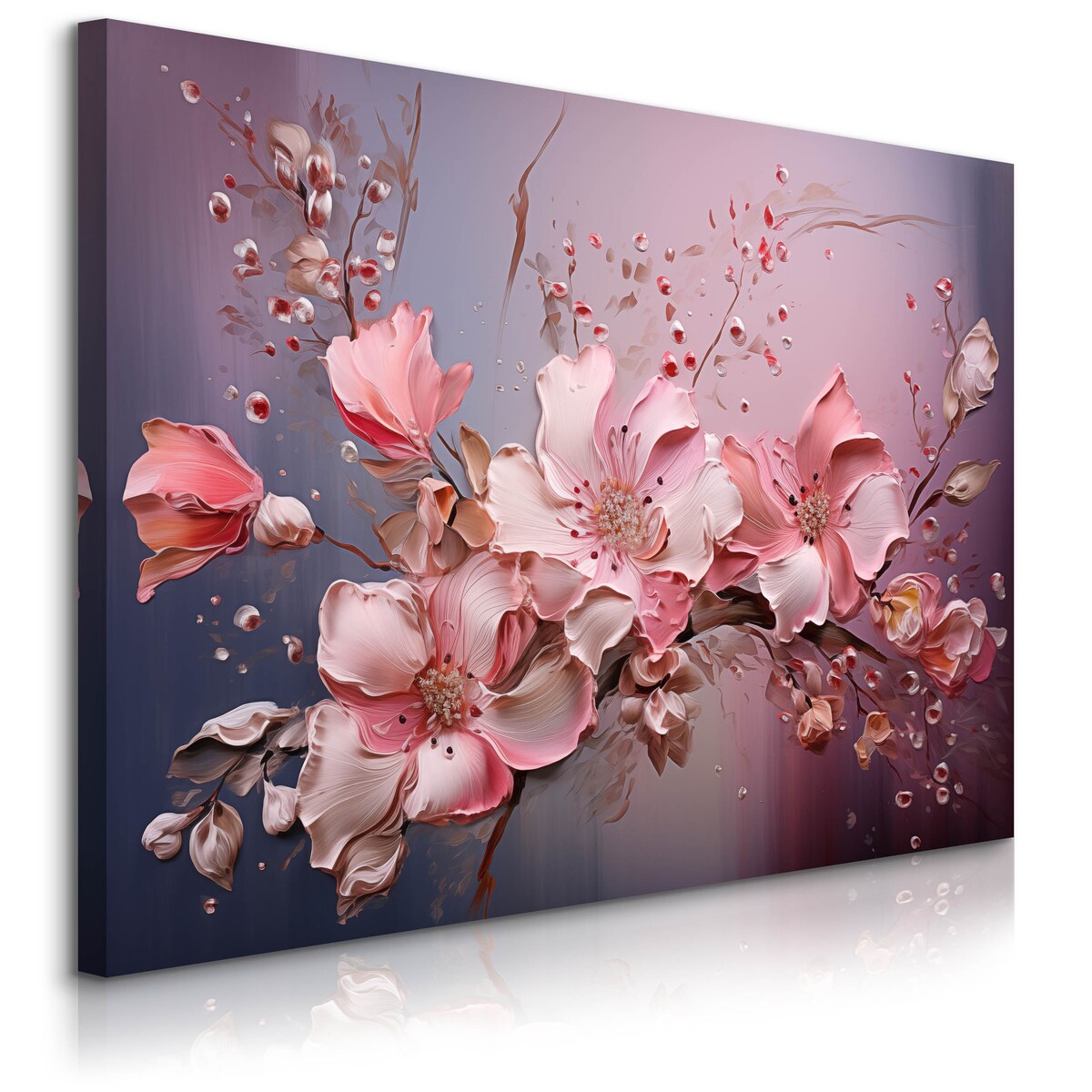 Obraz Ścienny Do Salonu Różowe Kwiaty Abstrakcja Natura Abstrakcja 120x80cm