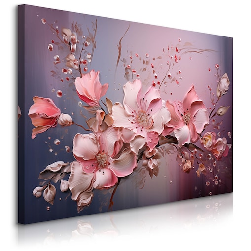 Obraz Ścienny Do Salonu Różowe Kwiaty Abstrakcja Natura Abstrakcja 120x80cm