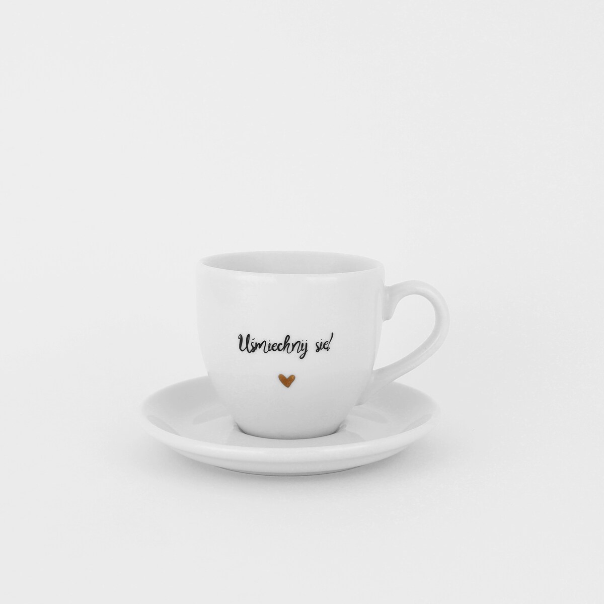 Filiżanka 100 ml espresso ze spodkiem - Uśmiechnij się! ZŁOTE SERCE