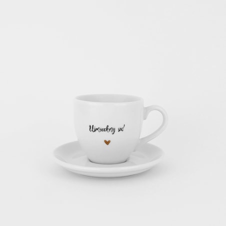 Filiżanka 100 ml espresso ze spodkiem - Uśmiechnij się! ZŁOTE SERCE