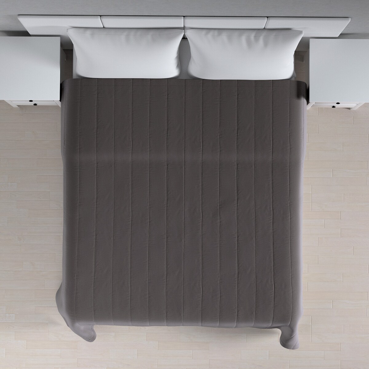 Narzuta pikowana w pasy 130x210 brązowy welwet