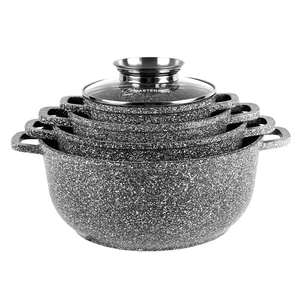 Zestaw Garnków Granitowych 8 El. Aroma Indukcja Gaz 16/20/24/28 Cm