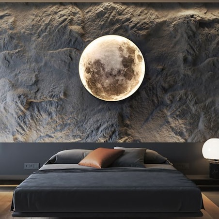 Okrągły kinkiet księżyc ABIGALI-MOON LED 24W z pilotem plafon szary