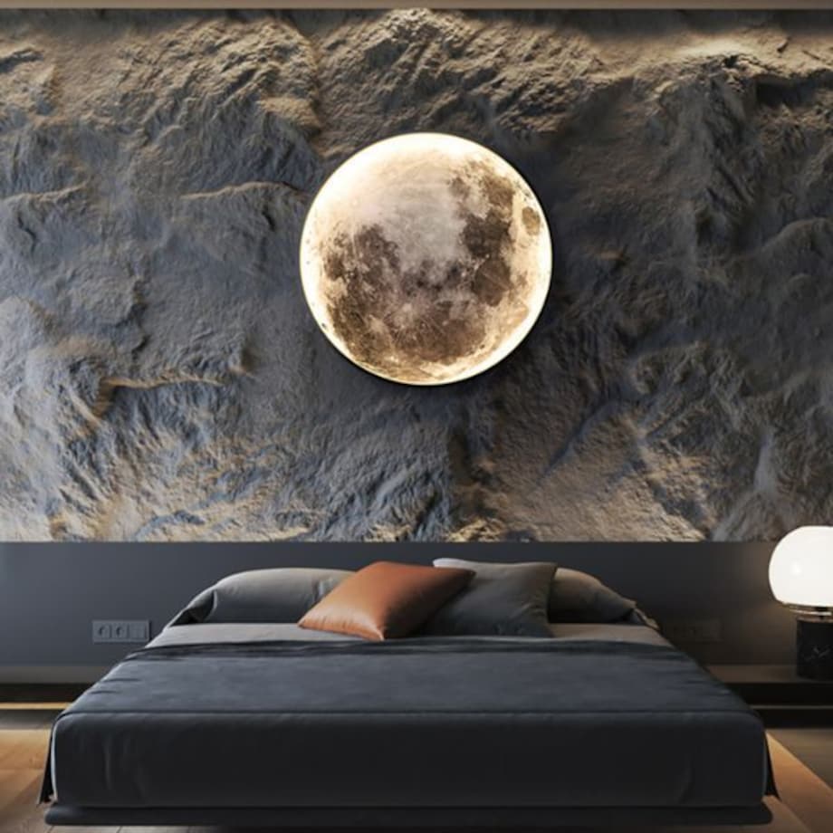 Okrągły kinkiet księżyc ABIGALI-MOON LED 24W z pilotem plafon szary