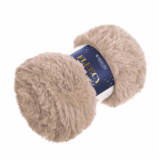 Futrzany Koc Włochacz Puchacz 200 x 220 Fleecy migdałowy Kocyk Pled do Salonu