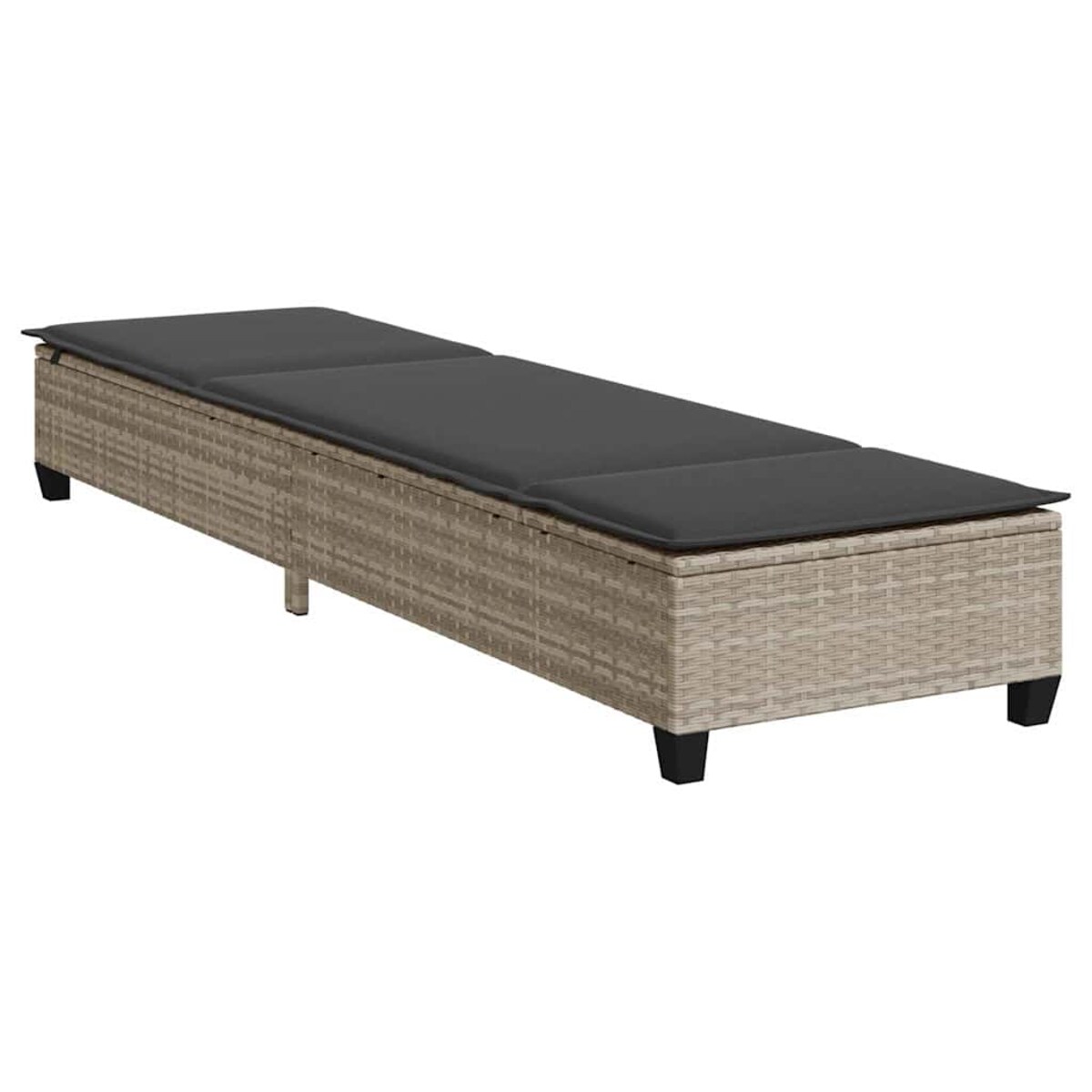 vidaXL Leżak z poduszkami Jasnoszary 55x200x25,5cm Polirattan