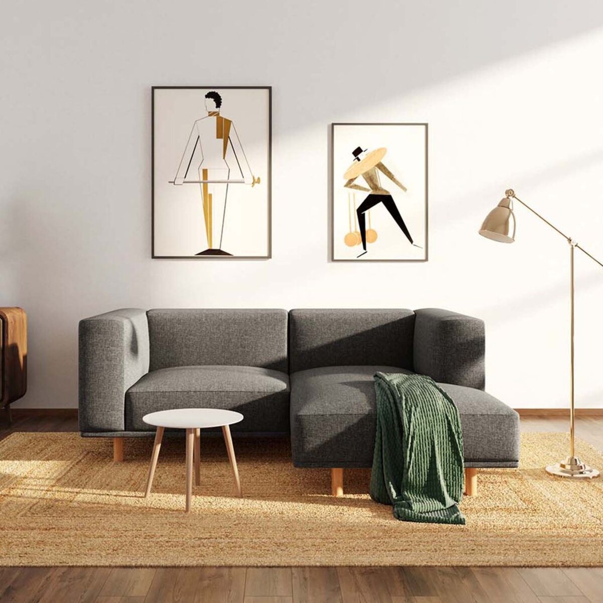 Kukumo sofa narożna prawa Szara