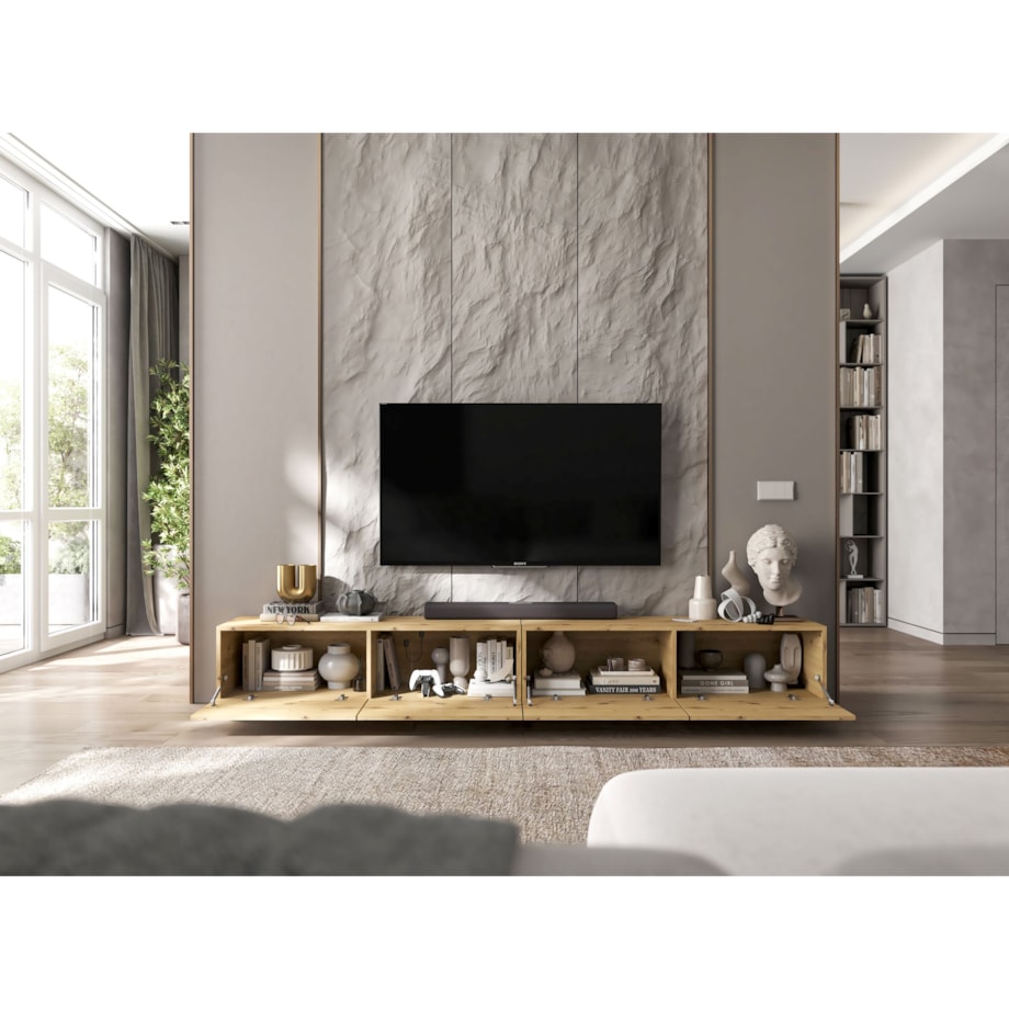 Szafka RTV Loft Stojąca / Wisząca Komoda RTV Dąb Artisan 240 cm