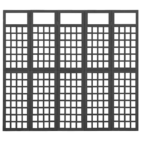 vidaXL Parawan pokojowy 5-panelowy/trejaż, drewno jodłowe, 201,5x180cm