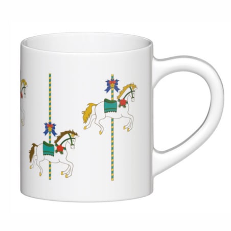 Ceramiczny kubek "Świąteczna Karuzela" ozdobiony uroczym, zimowym motywem. Prezent upominek na mikołaja święta gwiazdkę dla faceta taty mamy męża koleżanki przyjaciółki kobiety dziadka dziewczyny babc