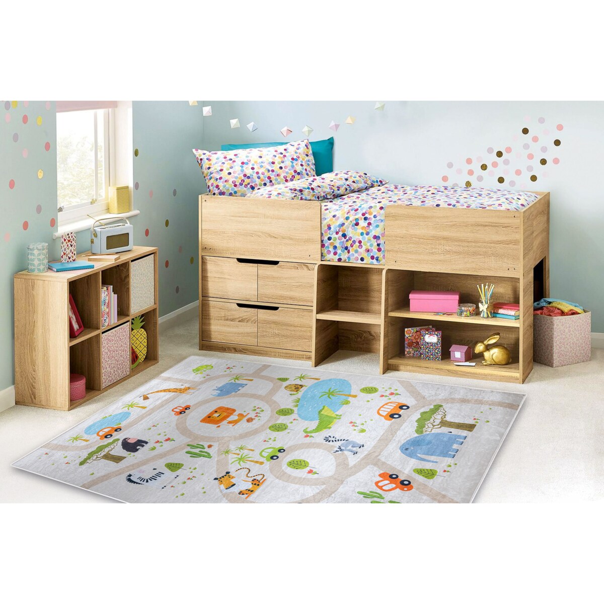 Dywan do prania BAMBINO 50230 Zoo, ulice, 80x150 cm