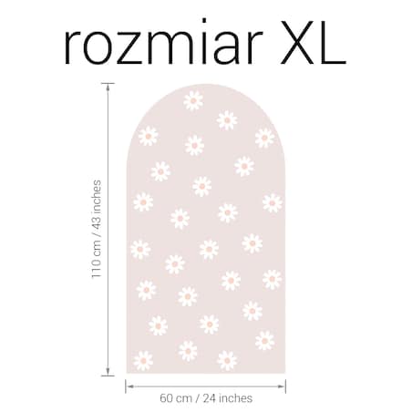 Naklejka na ścianę łuk brudny róż - stokrotki XL