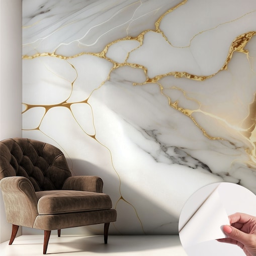 Fototapeta samoprzylepna 250x250 cm - Marmurowa elegancja, tapeta ścienna biała